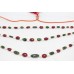 Beautiful Women's Necklace three Strang Natural Emerald Ruby and Pearl